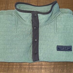 Vineyard Vines Mint Quilted Snap Pullover